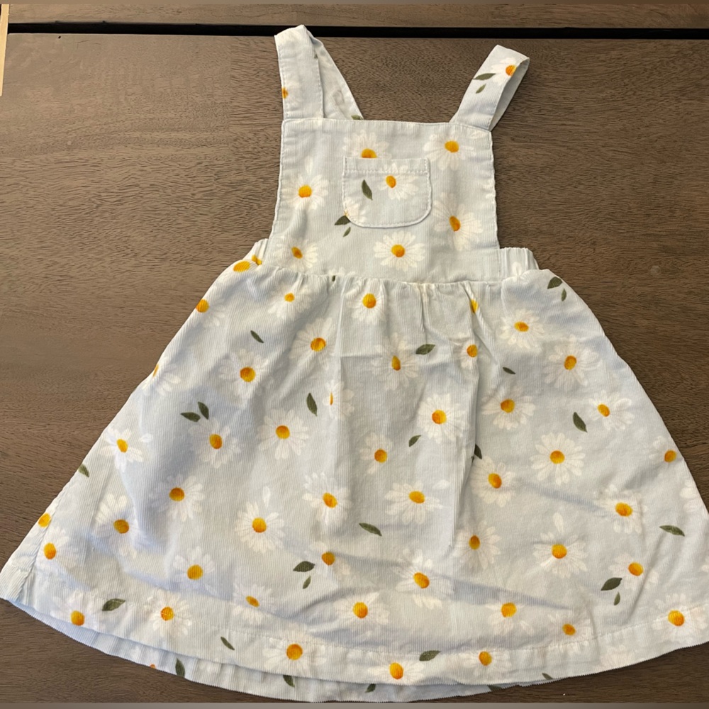 Angel Dear Baby Girl Daisy Print Corduroy Overall Dress